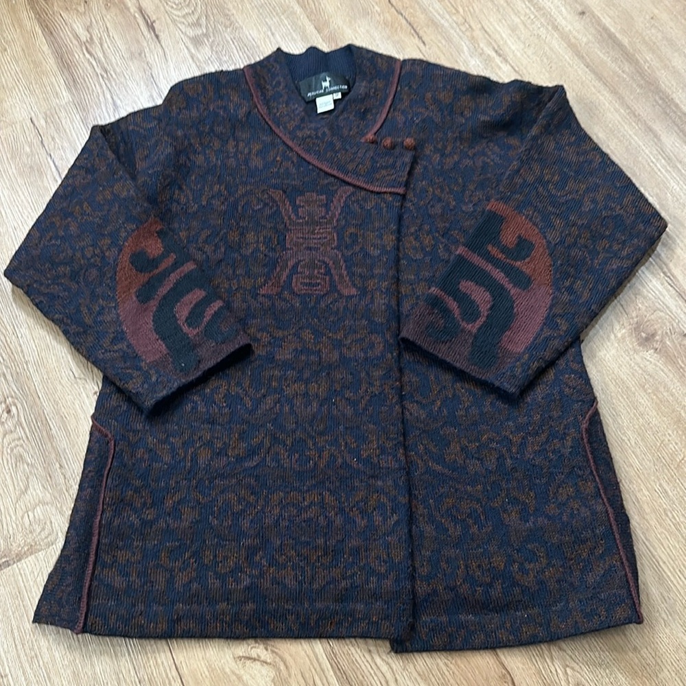 Peruvian Connection Black and Brown Knit Cardigan